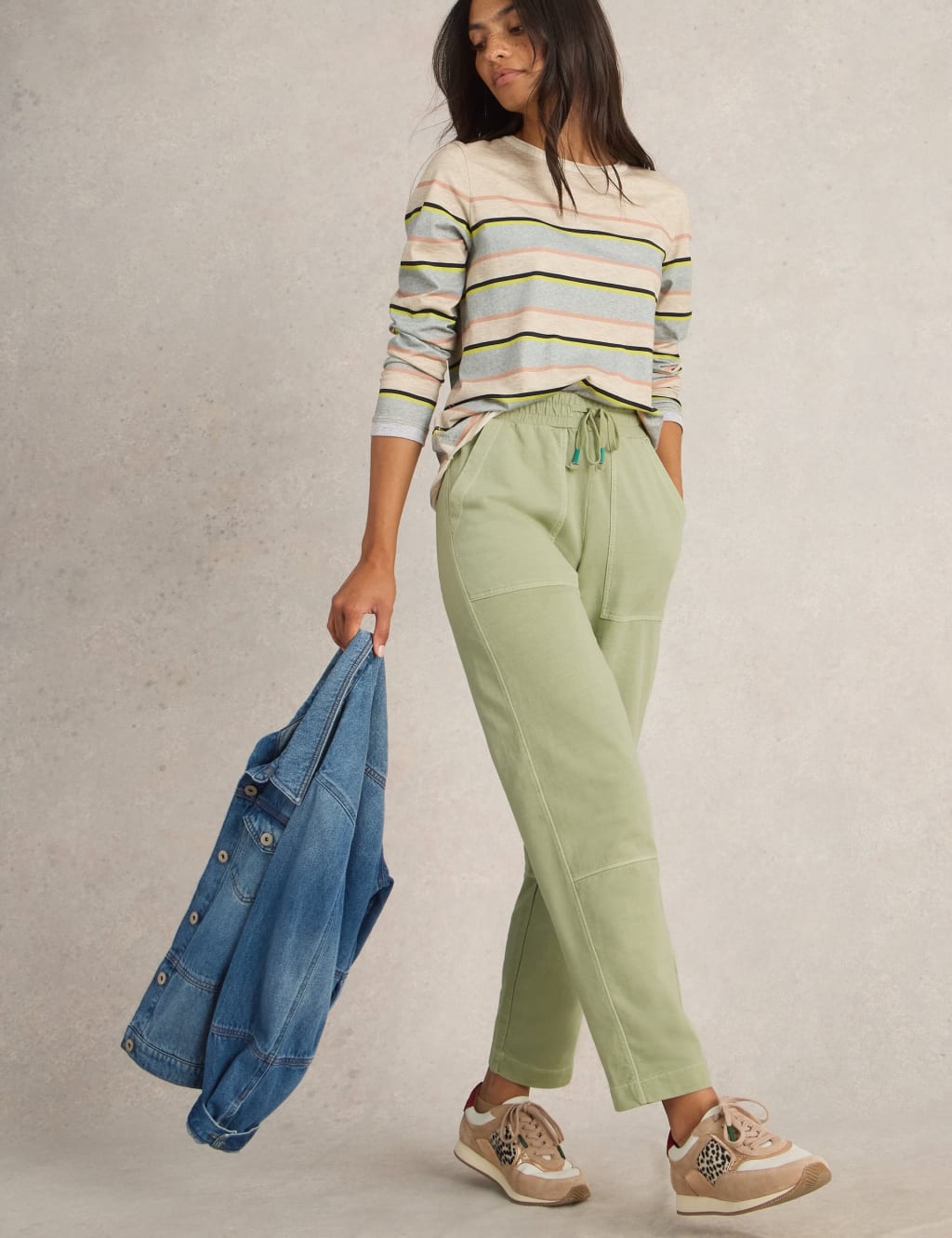 White Stuff Women's Pure Cotton Jersey Joggers - 10REG - Green, Green