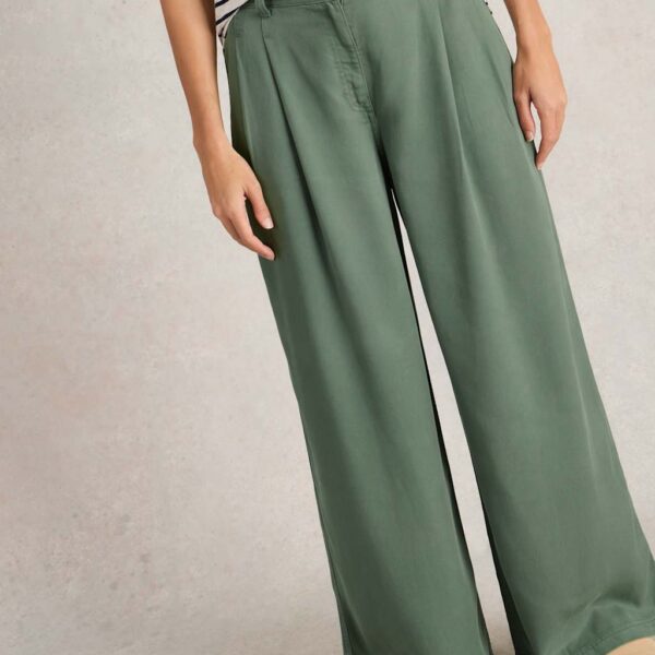 White Stuff Women's Wool Blend Wide Leg Trousers - 14REG - Green, Green