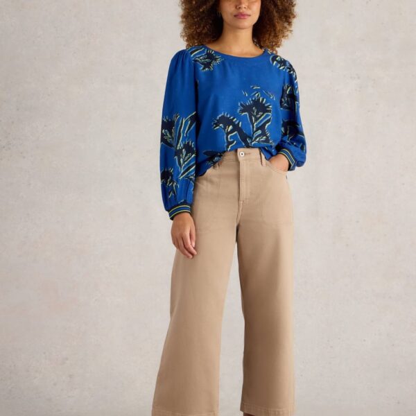 White Stuff Women's Floral Round Neck Blouse - 10 - Blue Mix, Blue Mix
