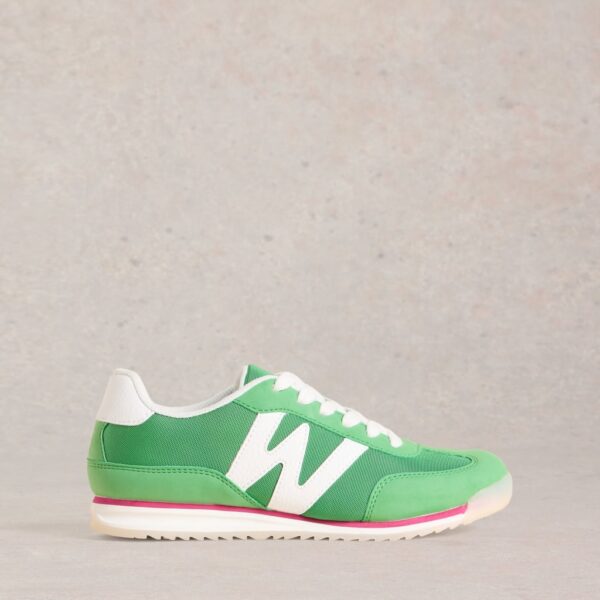 White Stuff Women's Canvas Lace Up Side Detail Trainers - 5 - Green, Green,Blue