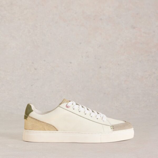 White Stuff Women's Leather Lace Up Trainers - 6 - White Mix, White Mix