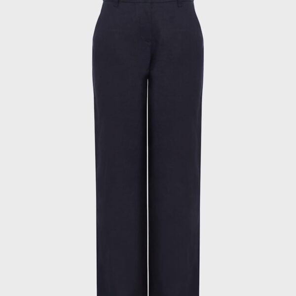 Hobbs Women's Pure Linen Wide Leg Trousers - 10REG - Blue, Blue