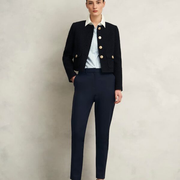 Hobbs Women's Cotton Blend Tapered Trousers - 14REG - Blue, Blue