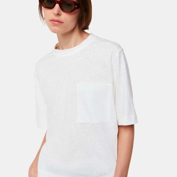 Whistles Women's Linen Blend Pocket T-Shirt - White, White