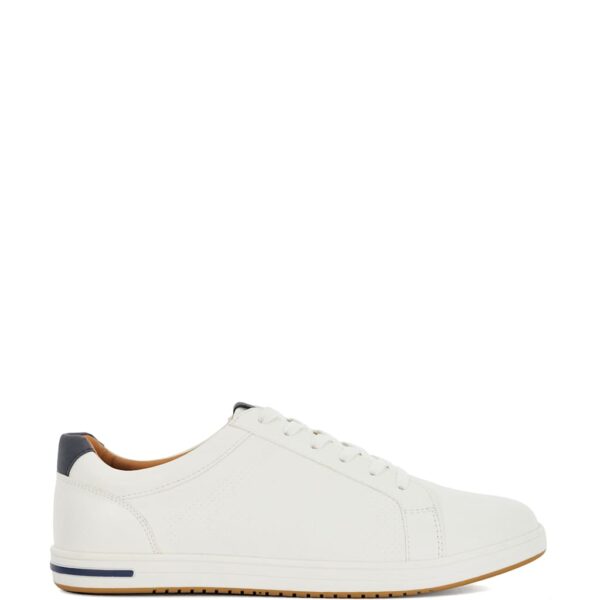 Dune London Men's Wide Fit Lace Up Trainers - 8 - White, White,Navy
