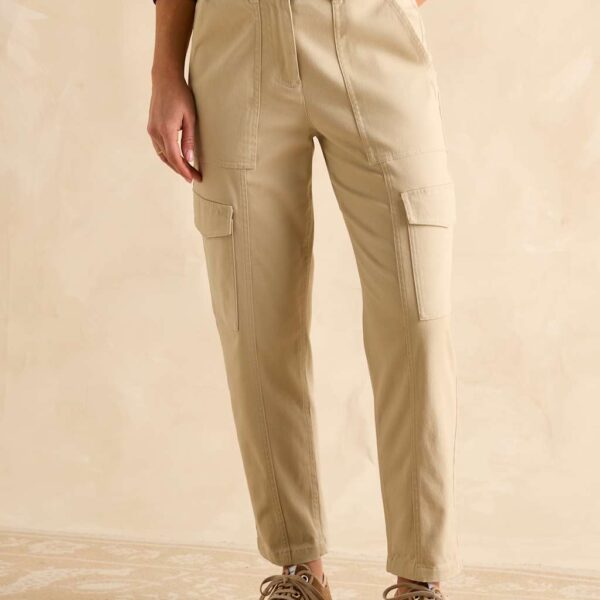 Joules Women's Cotton Rich Cargo Straight Leg Trousers - 10 - White, White