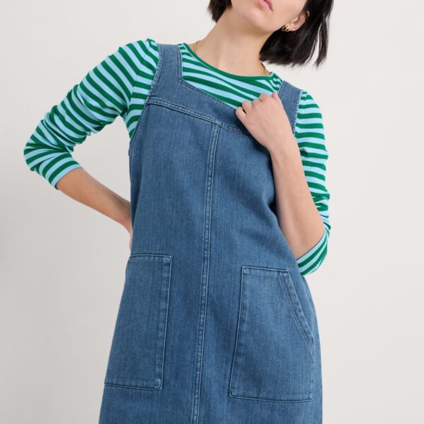 Seasalt Cornwall Women's Denim Square Neck Shift Dress - 12REG - Blue, Blue