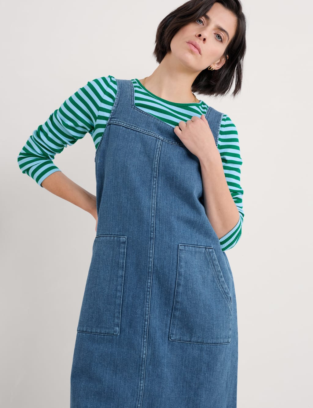 Seasalt Cornwall Women's Denim Square Neck Shift Dress - 12REG - Blue, Blue