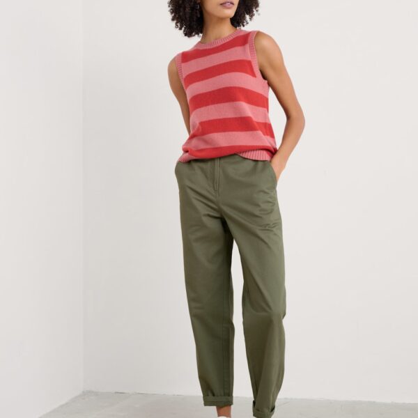 Seasalt Cornwall Women's Merino Wool Rich Striped Knitted Vest - 14 - Pink Mix, Pink Mix