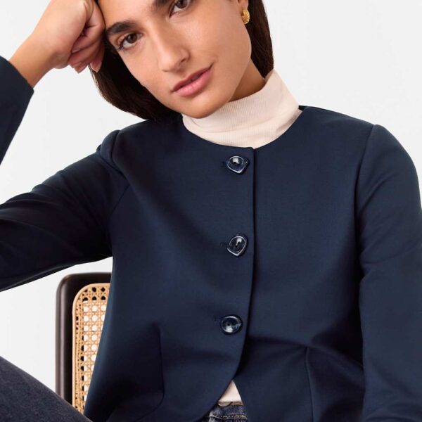 Whistles Women's Collarless Short Jacket - 14 - Navy, Black,Navy