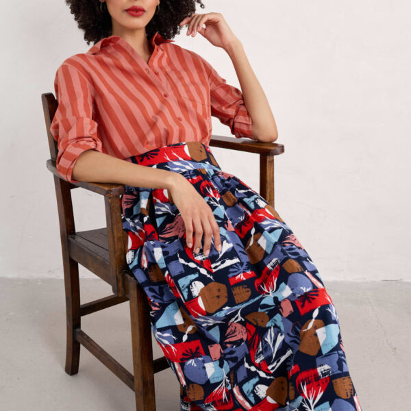 Seasalt Cornwall Women's Pure Cotton Printed Midi A-Line Skirt - 14 - Multi, Multi