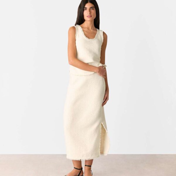 Whistles Women's Cotton Blend Textured Scoop Neck Vest Top - 10 - Ivory, Ivory