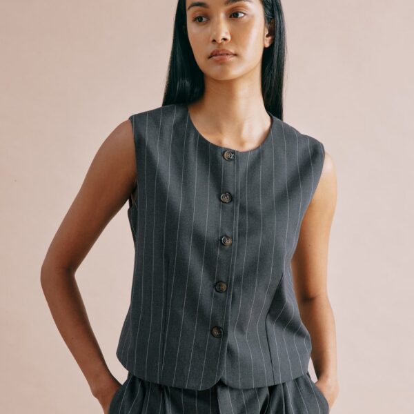 Albaray Women's Striped Waistcoat - 12 - Grey Mix, Grey Mix