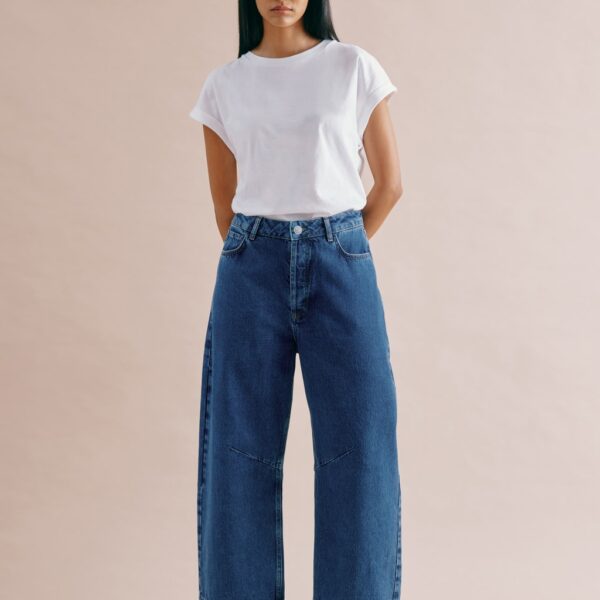 Albaray Women's Mid Rise Barrel jeans - 12 - Indigo, Indigo