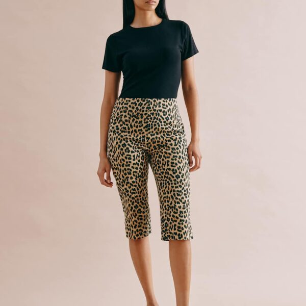 Albaray Women's Cotton Rich Animal Print Cropped Trousers - 12 - Brown Mix, Brown Mix