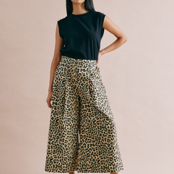 Albaray Women's Pure Cotton Animal Print Wide Leg Culottes - 10 - Brown Mix, Brown Mix