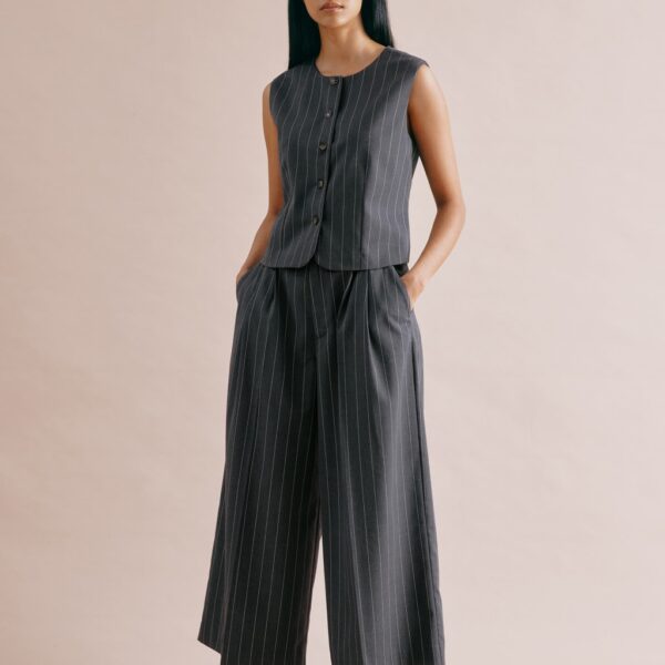 Albaray Women's Pinstripe Wide Leg Culottes - 12 - Grey Mix, Grey Mix