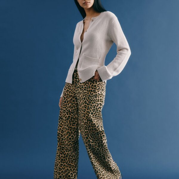 Albaray Women's Twill Animal Print Wide Leg Trousers - 18 - Brown Mix, Brown Mix