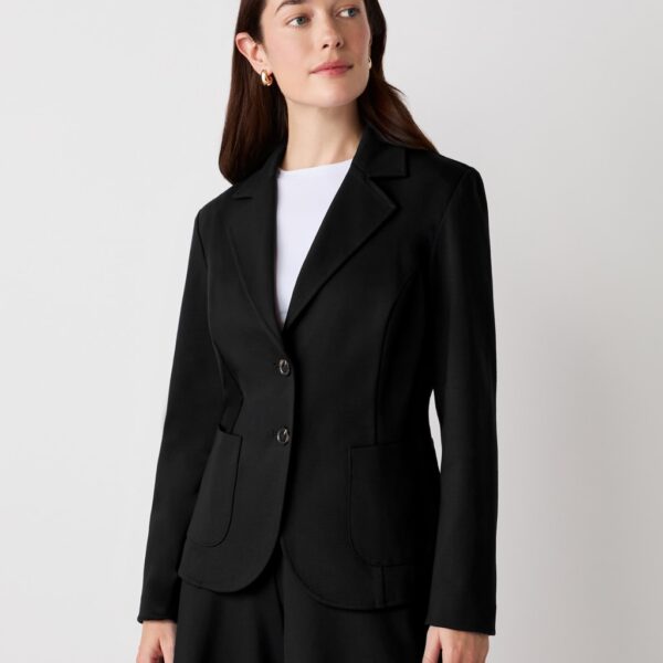 Finery London Women's Ponte Jersey Single Breasted Blazer - 12 - Black, Brown,Navy,Black,Green