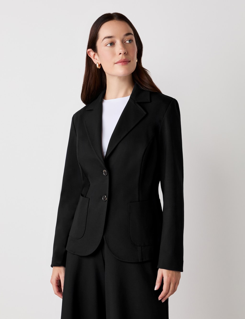 Finery London Women's Ponte Jersey Single Breasted Blazer - 12 - Black, Brown,Navy,Black,Green