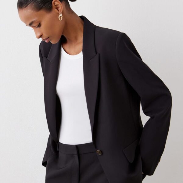 Finery London Women's Collared Single Breasted Blazer - 14 - Black, Brown,Navy,Black
