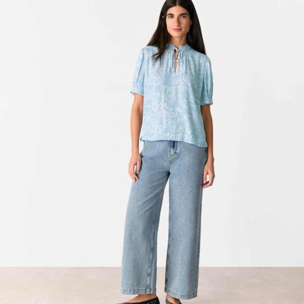 Whistles Women's Print Tie Neck Blouse - 12 - Blue Mix, Blue Mix