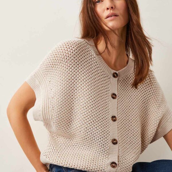Monsoon Women's Pure Cotton Textured Batwing Sleeve Cardigan - M - Ivory, Ivory