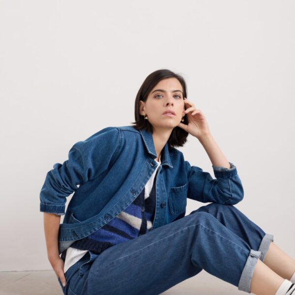 Seasalt Cornwall Women's Denim Relaxed Collared Jacket - 8REG - Blue, Blue
