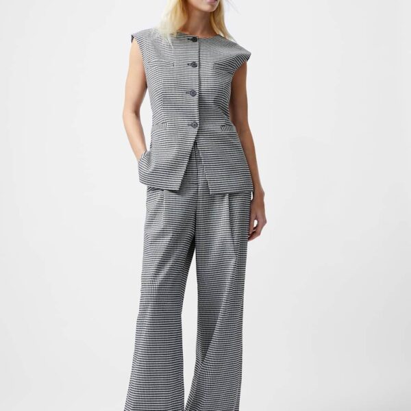 French Connection Women's Holden Houndstooth Single Breasted Waistcoat - 12 - Black Mix, Black Mix