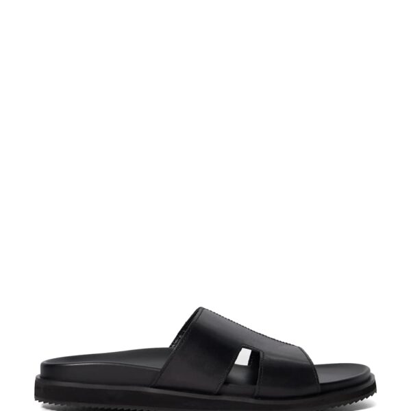 Dune London Men's Leather Sliders - 9 - Black, Tan,Black