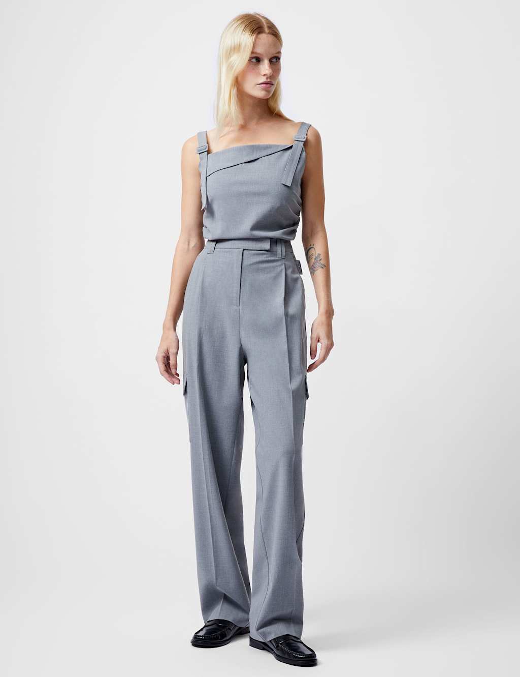 French Connection Women's Barrel Leg Tapered Trousers with Lyocell - 12 - Grey, Grey