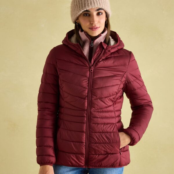 Joules Women's Lightweight Hooded Padded Jacket - 10 - Red, Red