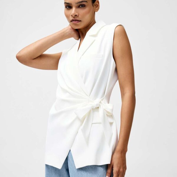 French Connection Women's Collared Wrap Front Tailored Waistcoat - 18 - White, White
