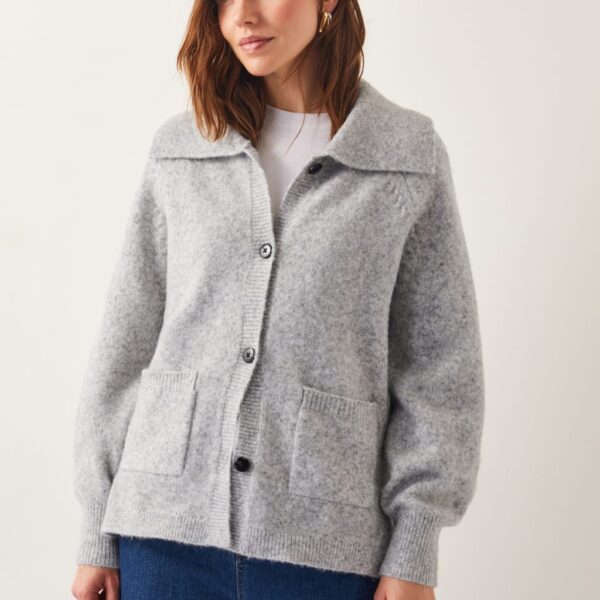 Monsoon Women's Textured Collared Cardigan - XL - Grey, Grey