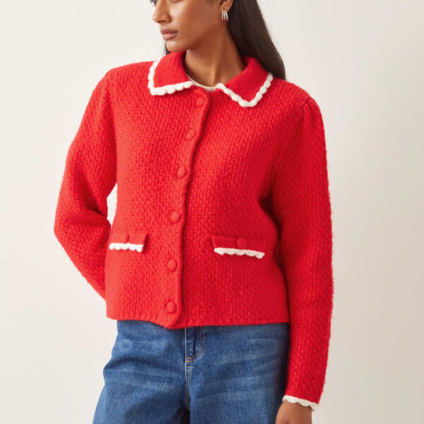 Monsoon Women's Collared Button Front Cardigan - XL, Red