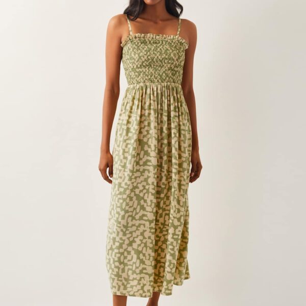 Monsoon Women's Geometric Bandeau Midi Beach Dress - Green Mix, Green Mix