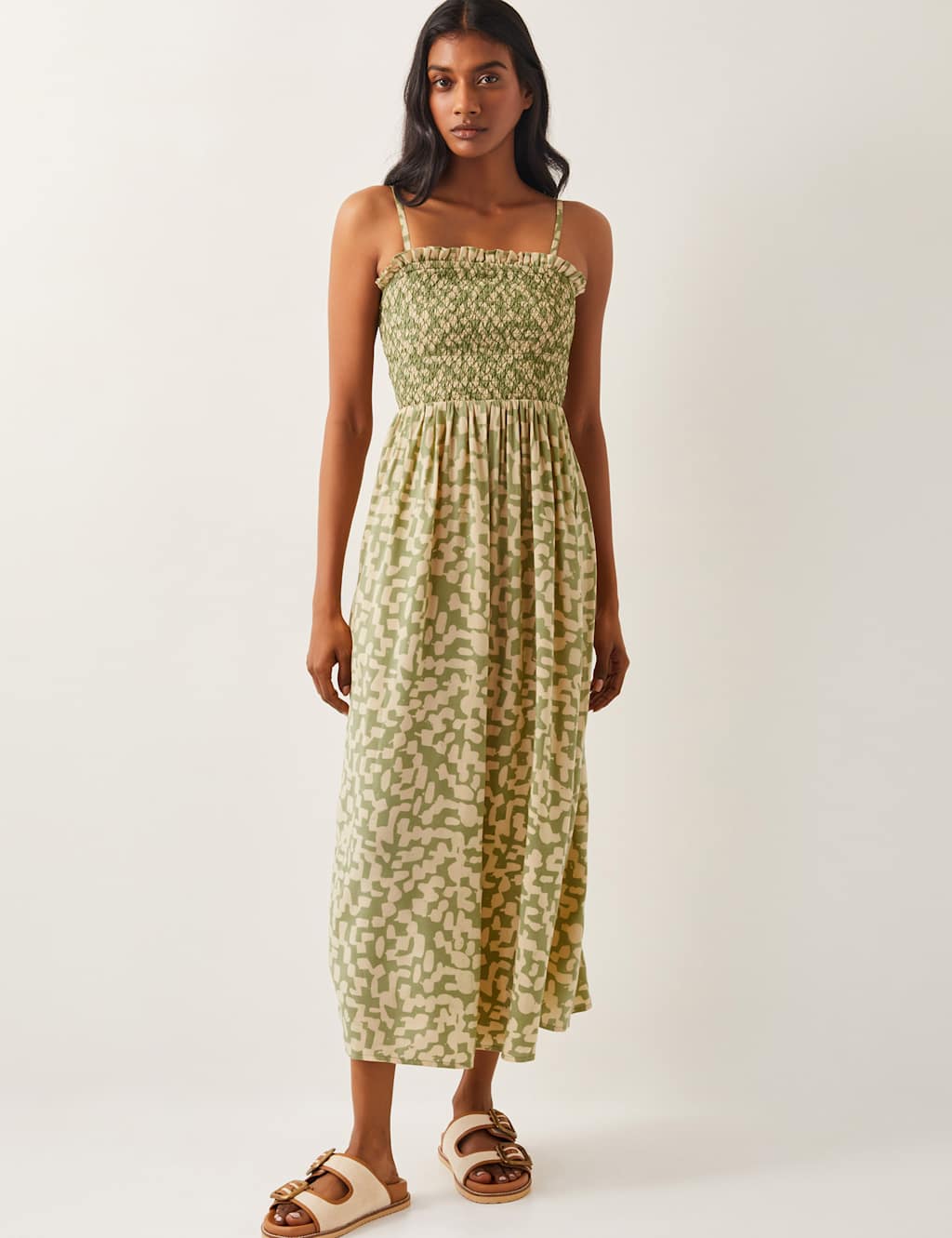 Monsoon Women's Geometric Bandeau Midi Beach Dress - Green Mix, Green Mix