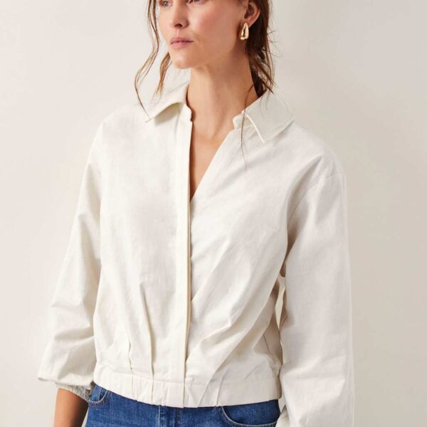 Monsoon Women's Cotton Rich Collared Wrap Front Blouse - Ivory, Ivory