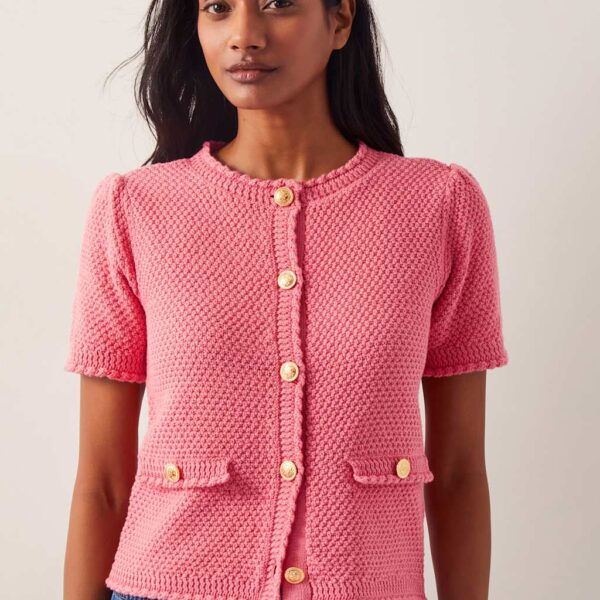 Monsoon Women's Pure Cotton Short Sleeve Cardigan - XL - Pink, Pink