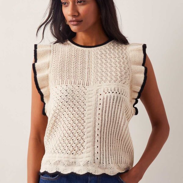 Monsoon Women's Cotton Rich Knitted Vest - L - Ivory, Ivory