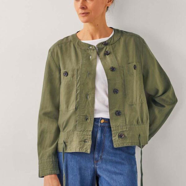Monsoon Women's Lyocell™ Rich Utility Jacket with Linen - XXL - Khaki, Khaki
