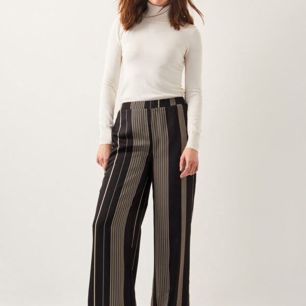 Monsoon Women's Striped Straight Leg Trousers - M - Black Mix, Black Mix