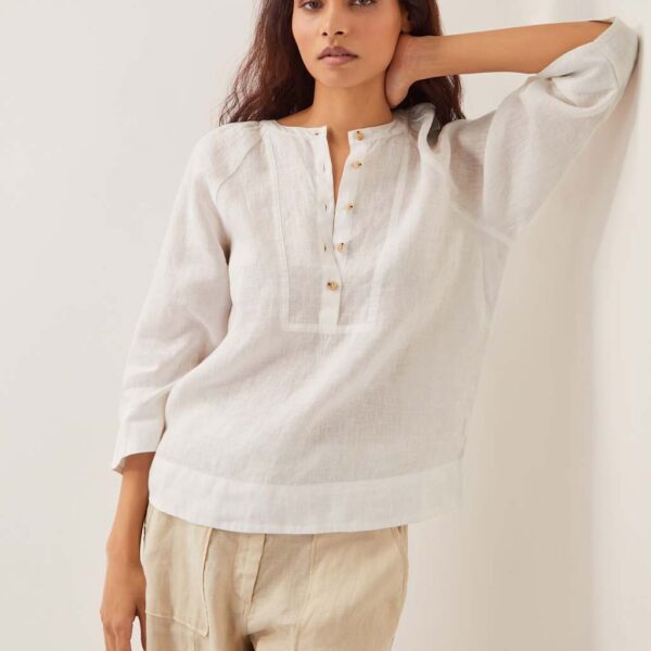Monsoon Women's Pure Linen Top - XL - White, White