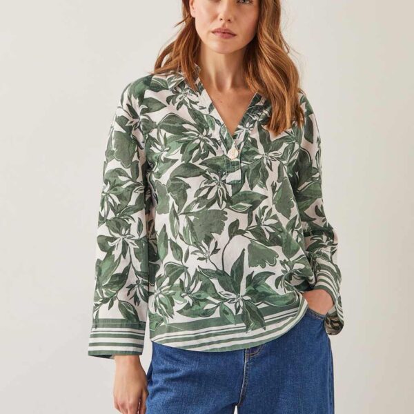 Monsoon Women's Lyocell Rich Printed Top - M - Green Mix, Green Mix