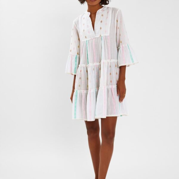 Accessorize Women's Pure Cotton Jacquard Mini Beach Dress - Pink Mix, Pink Mix