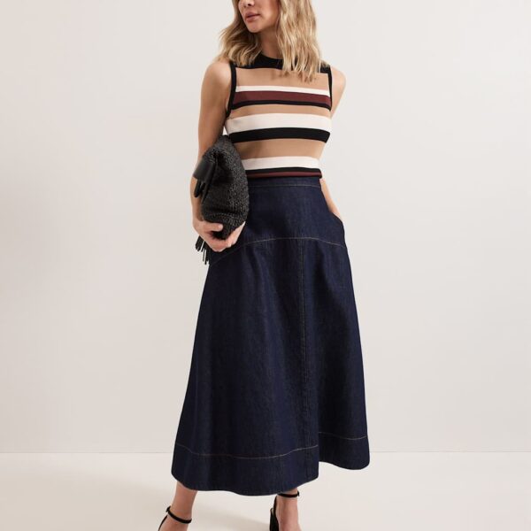 Phase Eight Women's Denim Midaxi Skirt - 14 - Dark Blue Denim, Dark Blue Denim