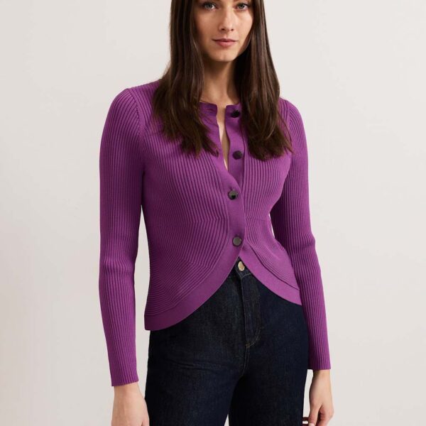 Phase Eight Women's Textured Button Front Cardigan - L - Purple, Purple