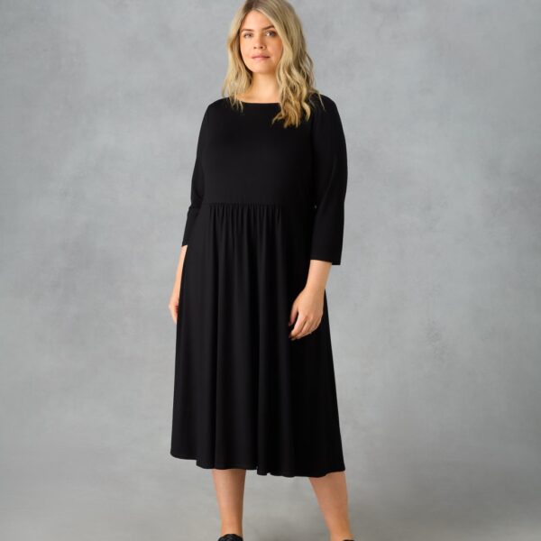 Live Unlimited London Women's Jersey Slash Neck Midi Swing Dress - 26 - Black, Black