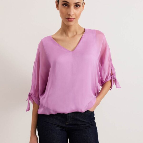 Phase Eight Women's Pure Silk V-Neck Blouse - Pink, Pink