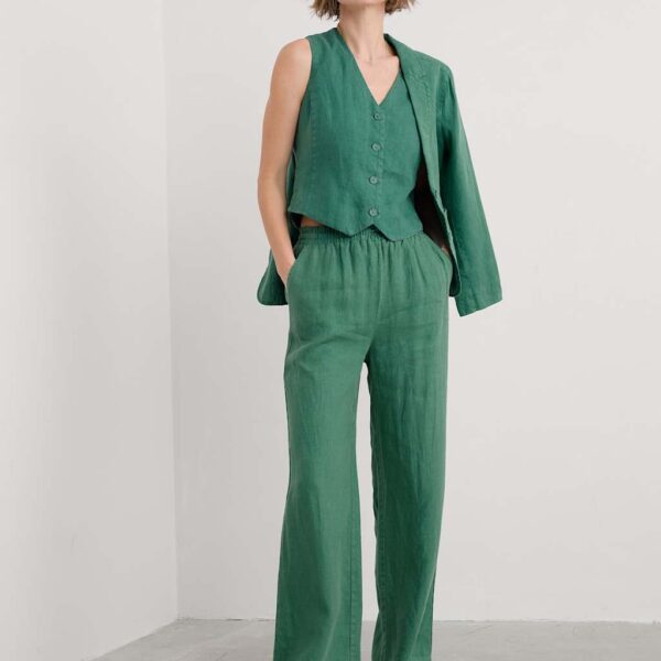 Seasalt Cornwall Women's Pure Linen Single Breasted Waistcoat - 18 - Green, Green